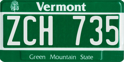 VT license plate ZCH735