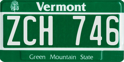 VT license plate ZCH746