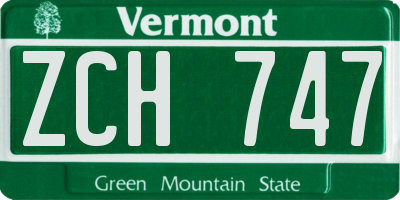 VT license plate ZCH747