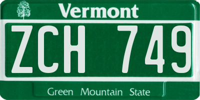 VT license plate ZCH749