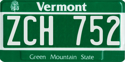 VT license plate ZCH752
