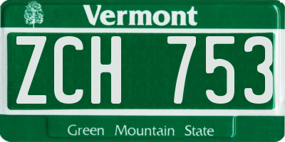 VT license plate ZCH753