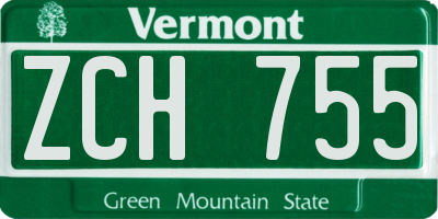 VT license plate ZCH755