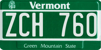 VT license plate ZCH760