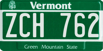 VT license plate ZCH762