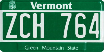 VT license plate ZCH764