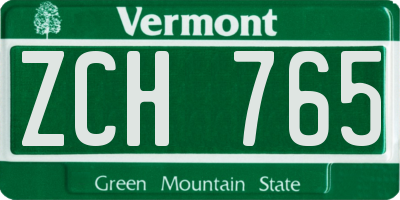 VT license plate ZCH765