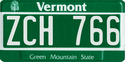 VT license plate ZCH766