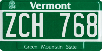 VT license plate ZCH768