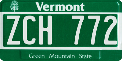 VT license plate ZCH772