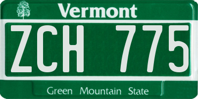 VT license plate ZCH775