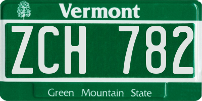 VT license plate ZCH782