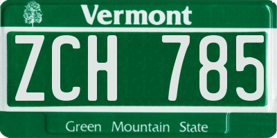 VT license plate ZCH785