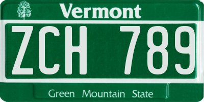 VT license plate ZCH789