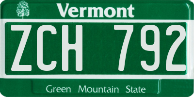VT license plate ZCH792