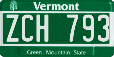 VT license plate ZCH793