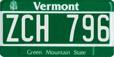 VT license plate ZCH796