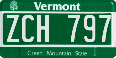 VT license plate ZCH797