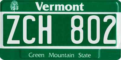 VT license plate ZCH802