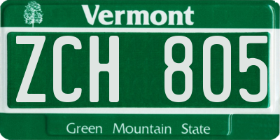 VT license plate ZCH805