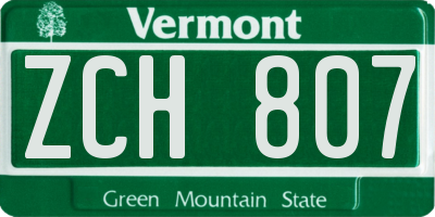 VT license plate ZCH807