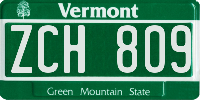VT license plate ZCH809
