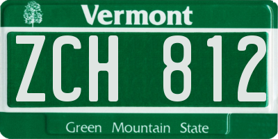 VT license plate ZCH812