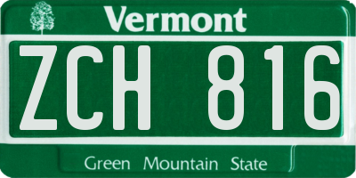 VT license plate ZCH816