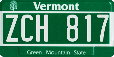 VT license plate ZCH817