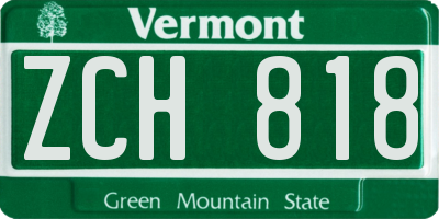 VT license plate ZCH818