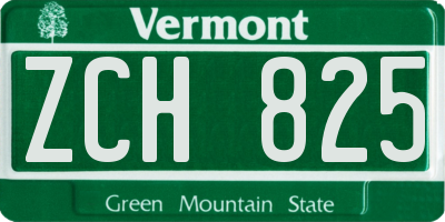 VT license plate ZCH825