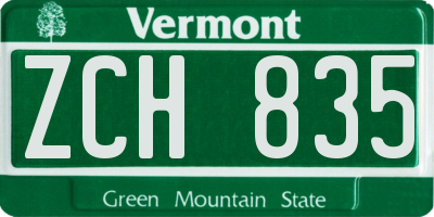 VT license plate ZCH835