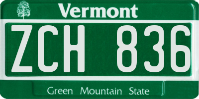 VT license plate ZCH836