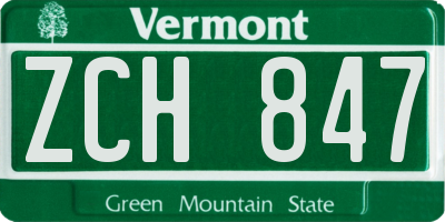 VT license plate ZCH847