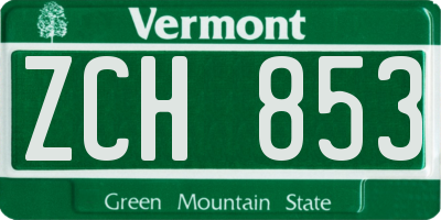 VT license plate ZCH853