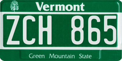VT license plate ZCH865