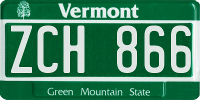VT license plate ZCH866