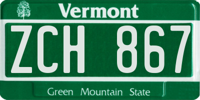 VT license plate ZCH867