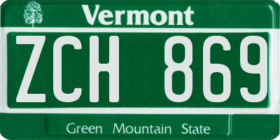 VT license plate ZCH869