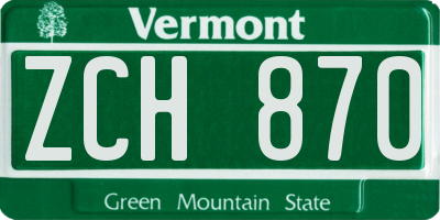 VT license plate ZCH870