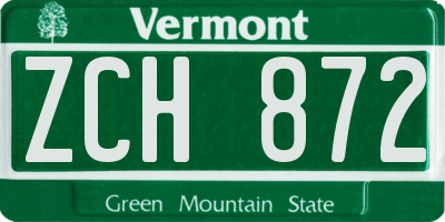 VT license plate ZCH872
