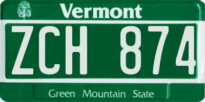 VT license plate ZCH874