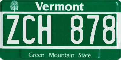 VT license plate ZCH878