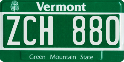 VT license plate ZCH880