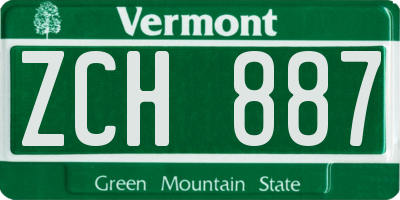 VT license plate ZCH887