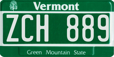 VT license plate ZCH889