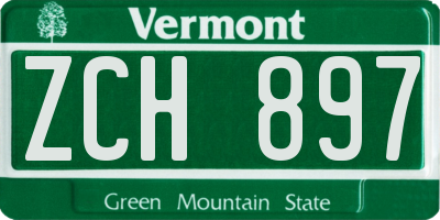 VT license plate ZCH897