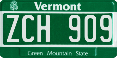 VT license plate ZCH909