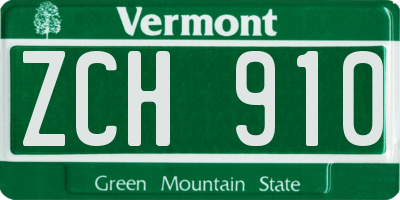 VT license plate ZCH910