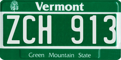 VT license plate ZCH913